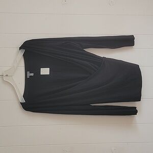 NWTs J. Jill Light Black Wrap Top Women's Size Large
